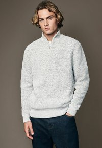 Next ZIP NECK FIT - REGULAR FIT CHENILLE TEXTURE QUARTER ZIP - Stickad tröja - ecru white
