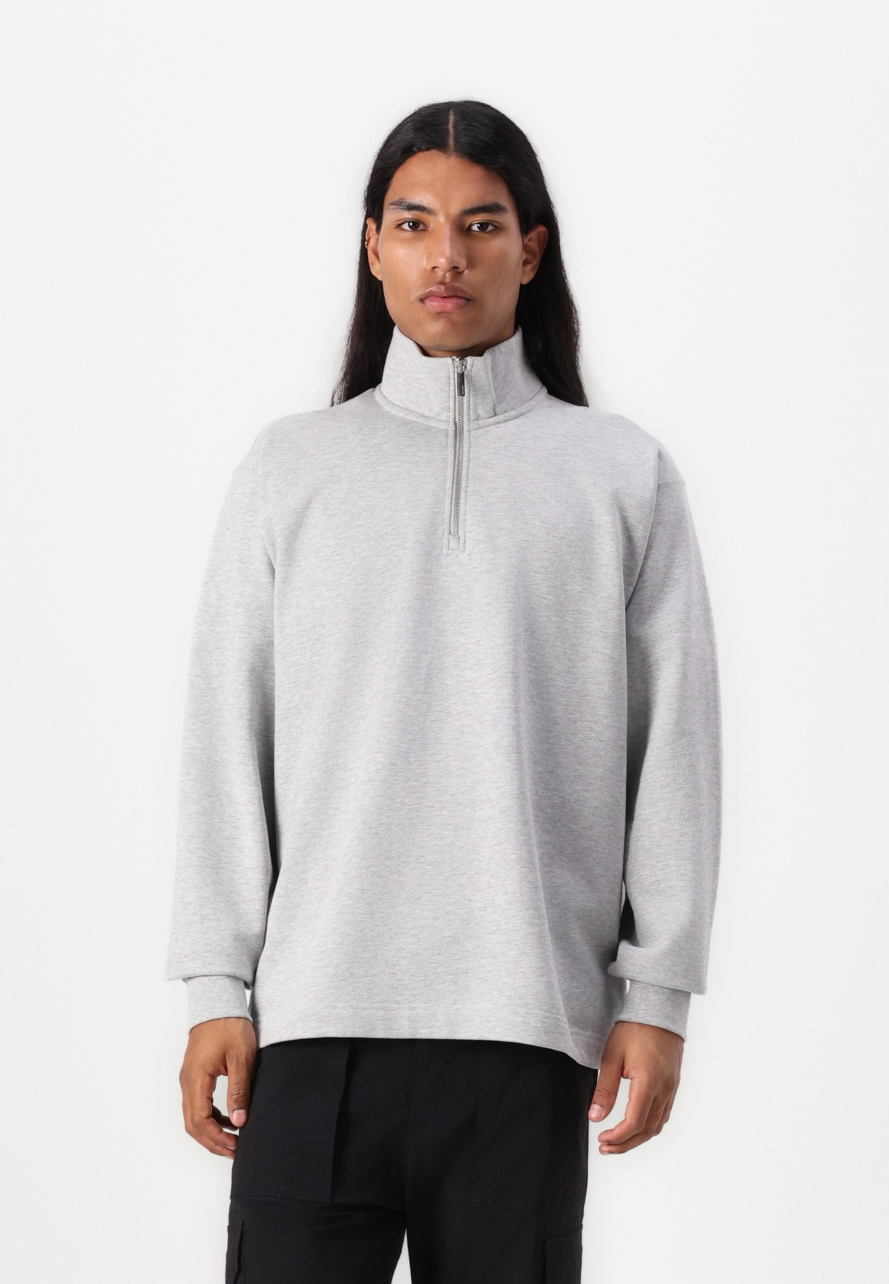Selected Homme SLHRELAXLUKE LS HALF ZIP Sweatshirt light grey