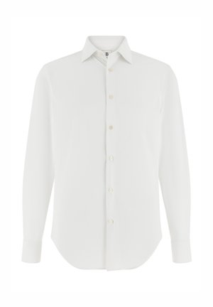 Valge pika varrukaga särk, mis on valmistatud siledast kangast, varustatud klassikalise krae, nööbitava esiosaga ja ümarate äärtega. Esiküljel on kuus nööpi.