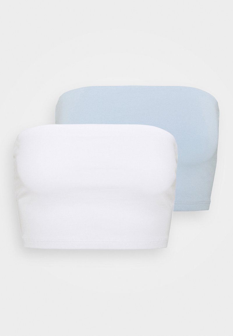 Gina Tricot MILA BANDEAU 2 PACK - Top - white/skyway