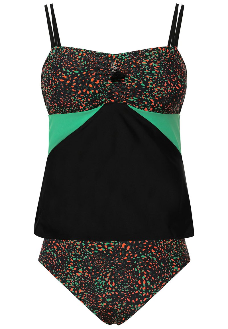 Ulla Popken 818434 Badpak voor dames, grote maten, plus-size, extra zachte voering, zijdelingse plooien, marineblauw, 58-60