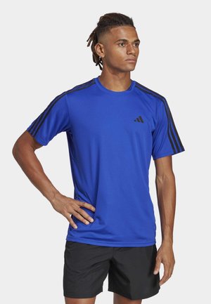 adidas Performance TRAIN ESSENTIALS BASE 3-STRIPES - Camiseta deportiva - lucid blue black