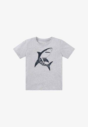 Print T-shirt - light stone grey melange
