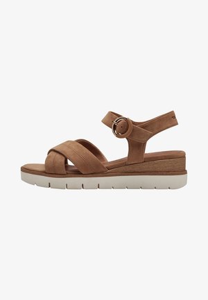 Sandalen met plateauzool - camel