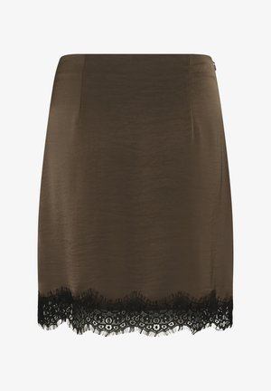 Kaffe, KAJANE - Pencil skirt - seal brown black lace
