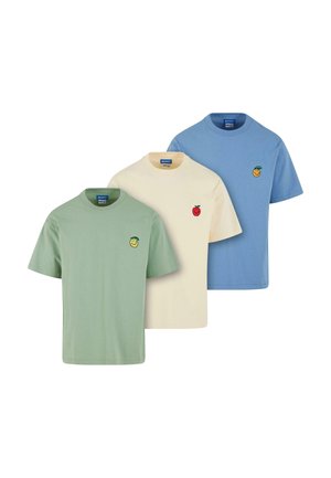 SMILEY FRUIT  3-PACK - Print T-shirt - basil buttercream sky blue