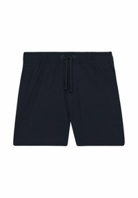 Costume da bagno blu navy realizzato in tessuto leggero, con vita elastica e cordoncino regolabile e tasche laterali.