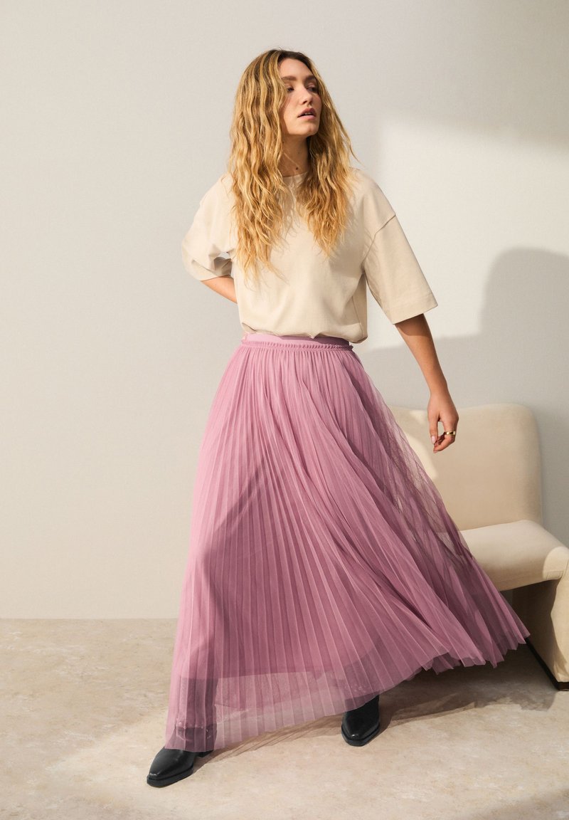 Jupe Plissée Fluide Rose Taille 42 - Marque Lucia - Occasion Très Bon État