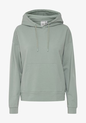 Sudadera con capucha en un suave color verde salvia claro, con bolsillo tipo canguro en la parte frontal, capucha ajustable con cordón y puños y dobladillo acanalados.