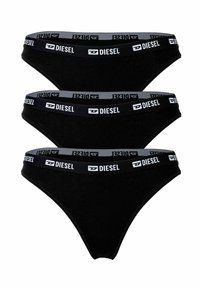 String noir en coton avec une ceinture contrastante en noir et gris arborant le logo Diesel. Texture lisse avec un design à coupe classique. Lot de trois.