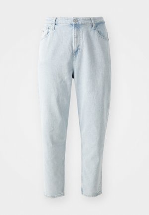 Lyseblå denimjeans med høy midje, rett ben-design og en lett avsmalning ved ankelen. Har klassisk fem-lomme stil.