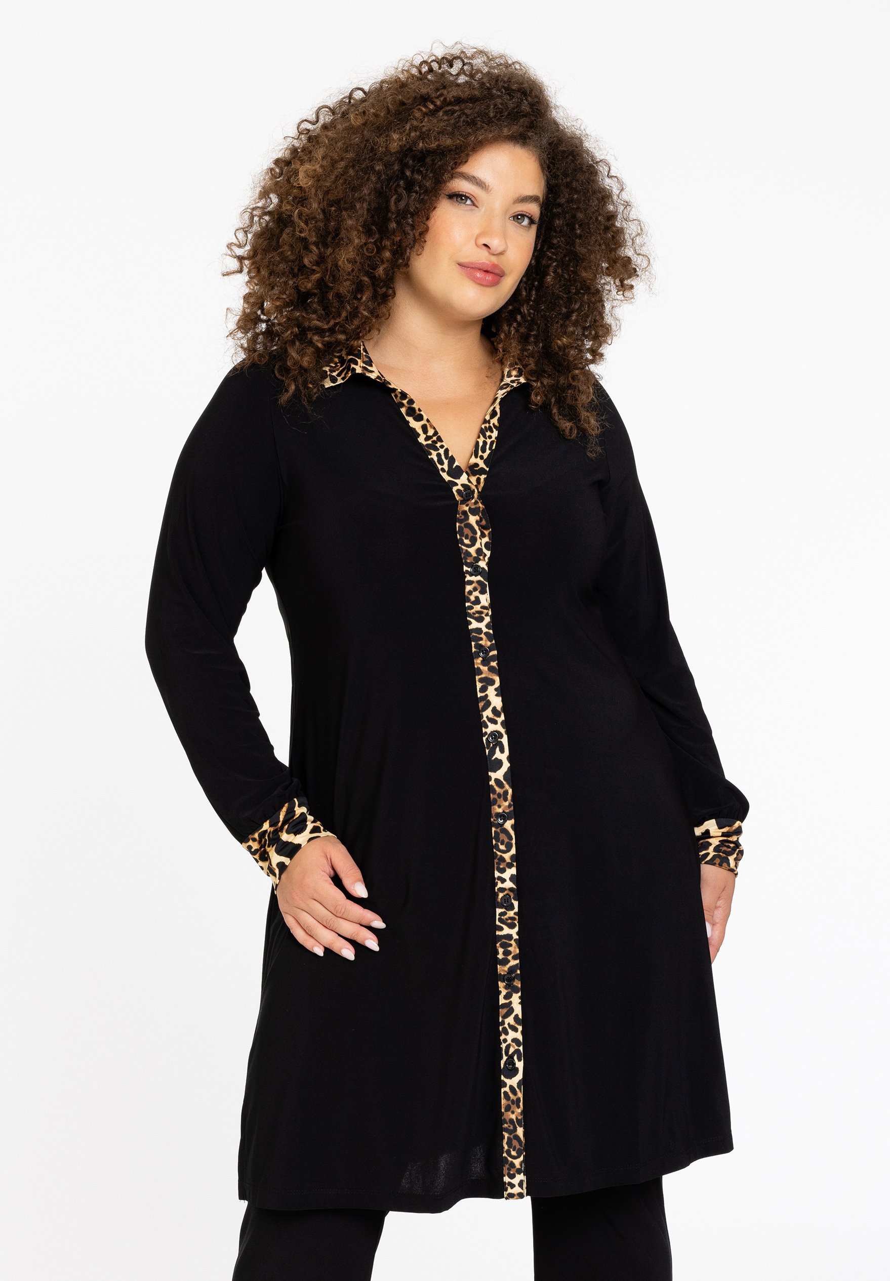 YOEK WITH LONG SLEEVES Blousejurk black/zwart