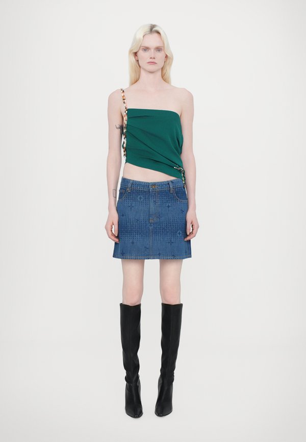 WOMENS LASER MINI SKIRT - Denim skirt - mid wash indigo2