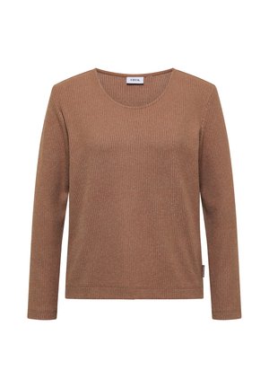 Cecil, LANGARM SHIRT MIT V-NECK UND RIPPSTRUKTUR - Langarmshirt - creamy mocha melange