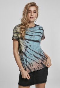 Urban Classics - LADIES TIE DYE BOYFRIEND TEE - T-shirt print - black Miniatuurafbeelding 1