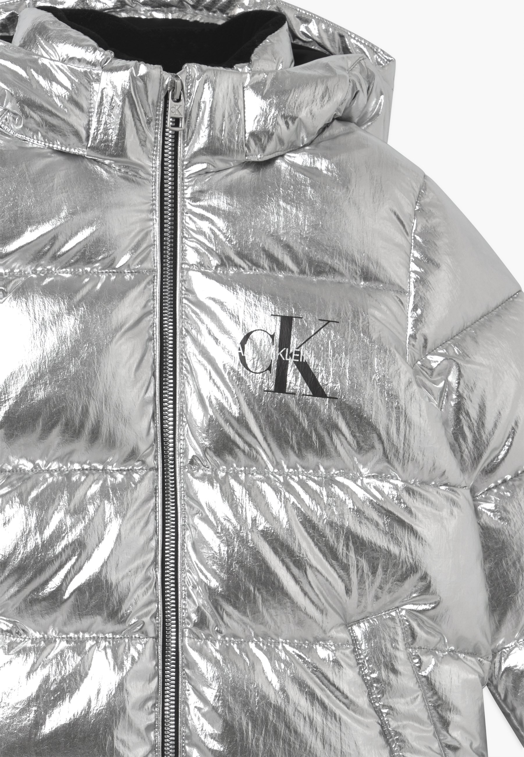 calvin klein silver puffer jacket