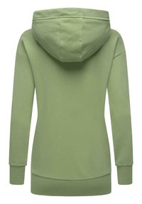 Felpa verde con cappuccio, dal tessuto morbido, con polsini e bordo a costine e dettagli del logo sul retro. Progettata per comfort e calore.