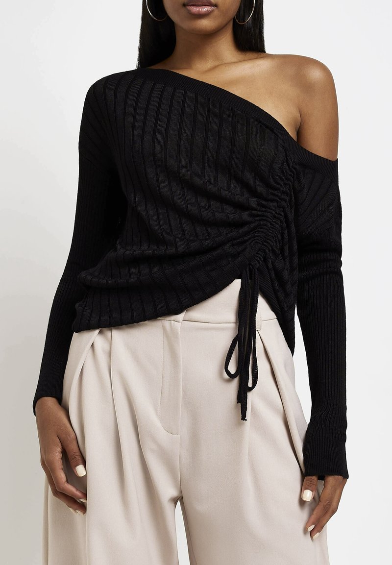 River Island Stickad tröja - black