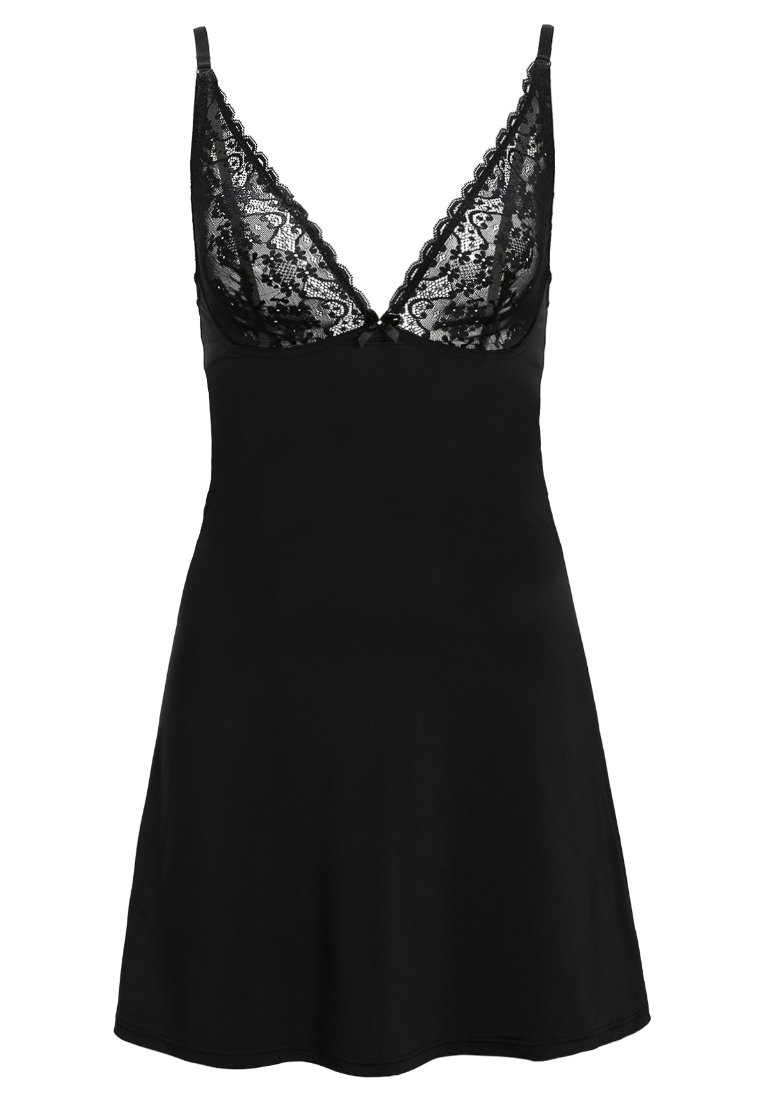 Baymate Damen Unterkleid - Knielang Mit Spitze, Verstellbare Träger, Schwarz, Größe L