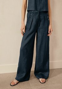 Next BUTTON WIDE LEG - Pantaloni - navy blue