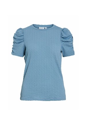 VILA, OBERTEIL MIT KURZEN ÄRMELN VIANINE RUNDHALS - Blouse - blue shadow