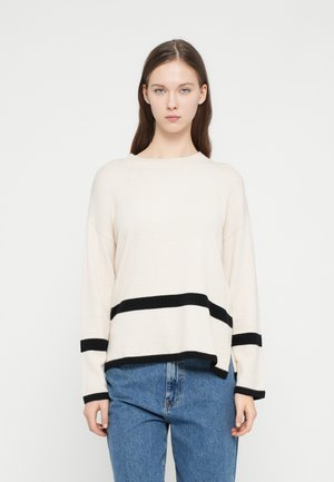 VIRIL O NECK OVERSIZE - Pullover - super light natural/black