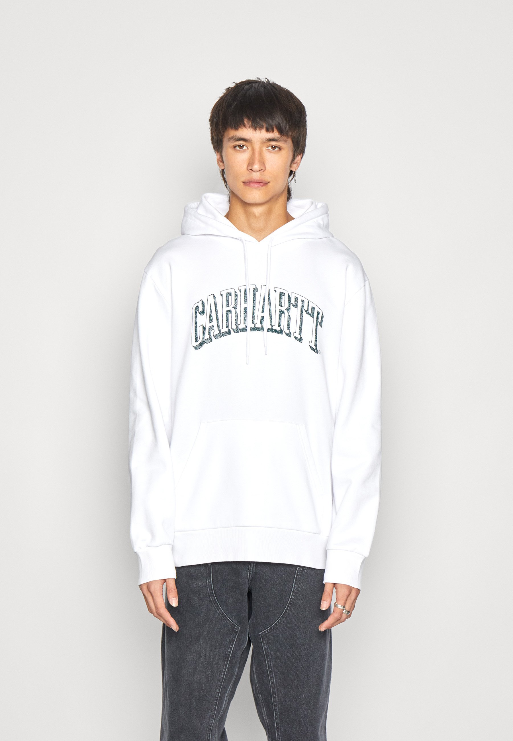 Carhartt WIP HOODED SCRAWL SWEATSHIRT - Sweatshirt - white/juniper/white -  Zalando.de