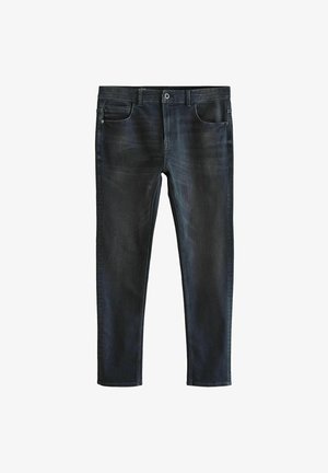 Tummansiniset farkut suoran lahkeen muotoilulla, viidellä taskulla ja nappikiinnityksellä. Ominaisuuksiin kuuluu hillitty kuluminen ja sileä pinta.