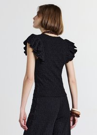 Calliope VOLANT TESSUTO BUBBLE - T-shirt con stampa - ultrablack