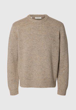 Selected, SLMCODY LS KNIT CREW NECK NOOS - Pullover - oatmeal detail neps