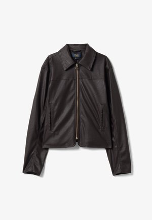 OVS, JACKET WITH ZIP FASTENING AND SLIM-FIT COLLAR - Chaqueta de cuero sintético - dark brown