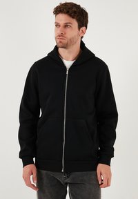 REGULAR FIT - Sweater met rits - black