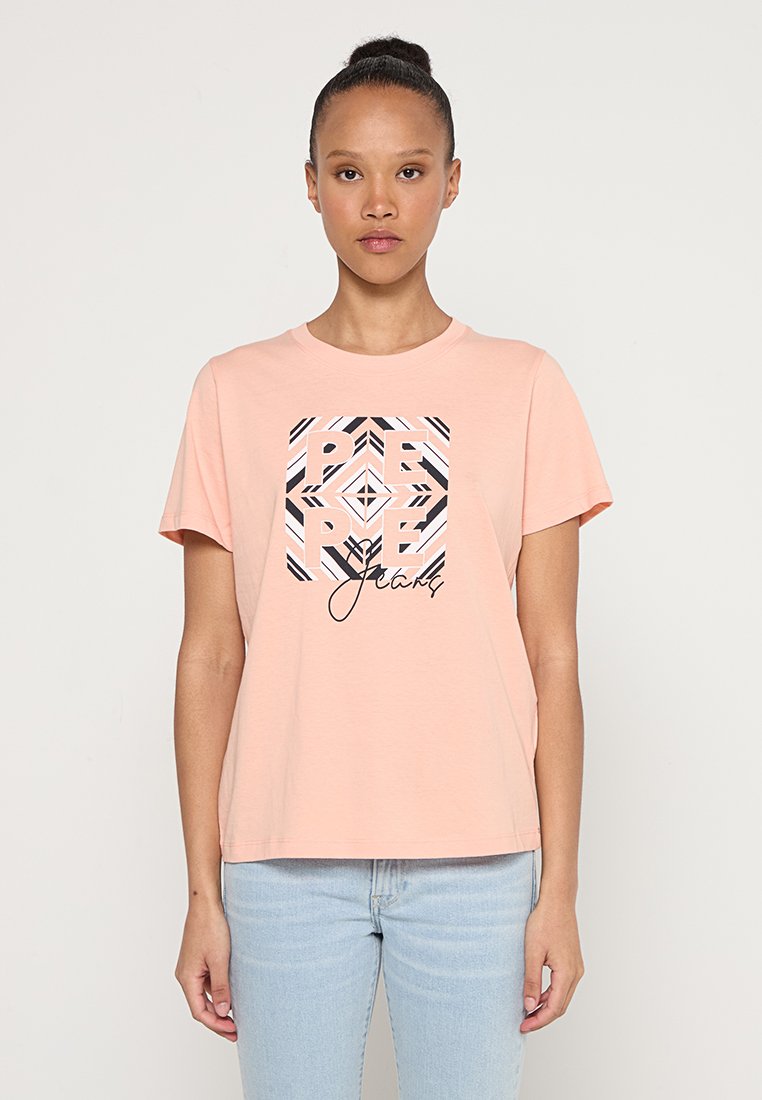 Pepe Jeans T-shirt print abrikoos