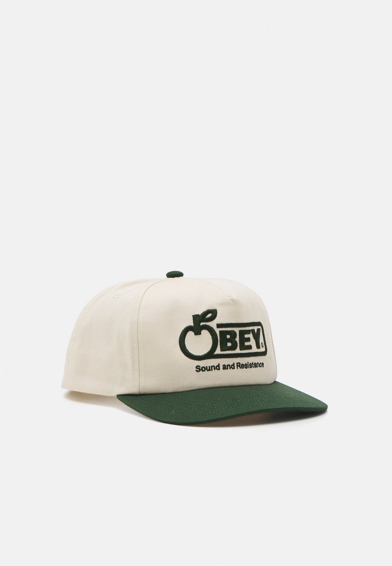 Obey Clothing SOUND 5 PANEL SNAPBACK UNISEX - Kapa - off-white/dark green