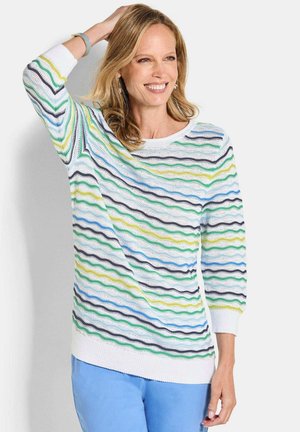 PULLOVER PFLEGELEICHTER MIT WELLENMUSTER - Strickpullover - blue/green patterned