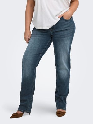 ONLY Carmakoma, STRAIGHT FIT JEANS CARWILLY HIGH WAIST STRAIGHT FIT JEANS - Jeans Tapered Fit - dark blue denim