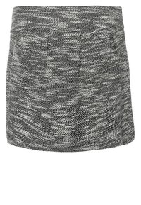 Geweven stoffen rok in zwart en wit, met een gestructureerd patroon, voorzien van een aansluitende taille en een rechte silhoeet met zijzakken.