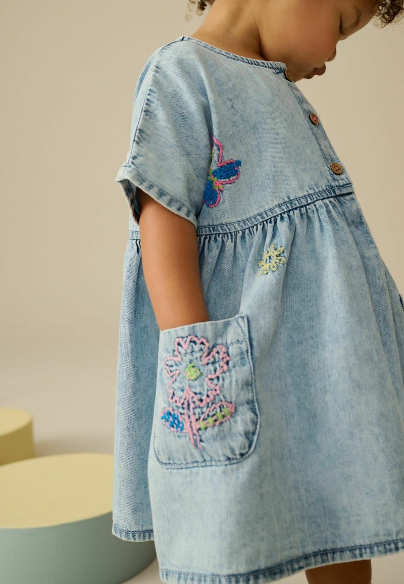 sachin and babi light blue dress GANNI Embroidered Denim Dress | Blue