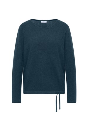 Cecil, ROUND-NECK JUMPER WITH LEOPARD PRINT - Striktrøje - dull teal blue melange