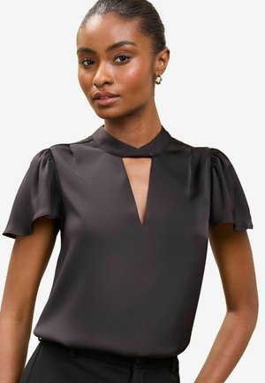 Lipsy REGULAR FIT KEYHOLE FLUTTER SLEEVE - Blūze - black
