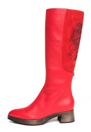 WITH RHINESTONE ROOSTER - Boots - red
