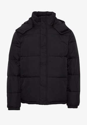 Must must jacket kõrge kraega, tikandiga disain ja elastsed mansetid. Omab esistikku ja reguleeritavaid rihmasid õlgadel.