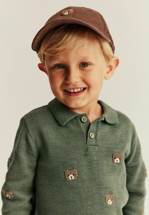 Newbie, LONG SLEEVE TOP WITH COLLAR UNISEX - Polo shirt - dark green