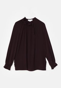 RUFFLE NECK BLOUSE - Pluus - deep mahogany