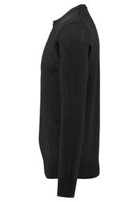 Sort langærmet sweater lavet af et blødt, letvægtsstof. Har rund halsudskæring og ribbet manchetter og kant. Enkel, minimalistisk design.