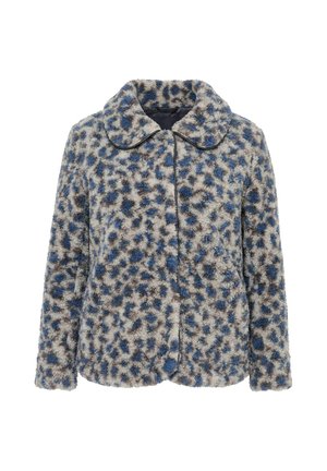 Ulla Popken, PLUSH LEOPARD PRINT COLLARED TEDDY JACKET - Forro polar - grey