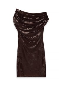 DRAPED SHOULDER BURN OUT MINI - Kokteilikleit/peokleit - brown