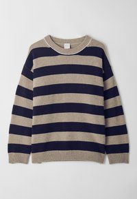 WOMENS CREW NECK - Jumper - dark natural/blu carlo/white
