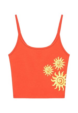 PULL&BEAR, CROPPED WITH SUN GRAPHIC - TOP - Débardeur - red