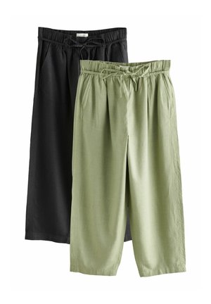 TIE WAIST BARREL LEG 2 PACK - Housut - black sage/green
